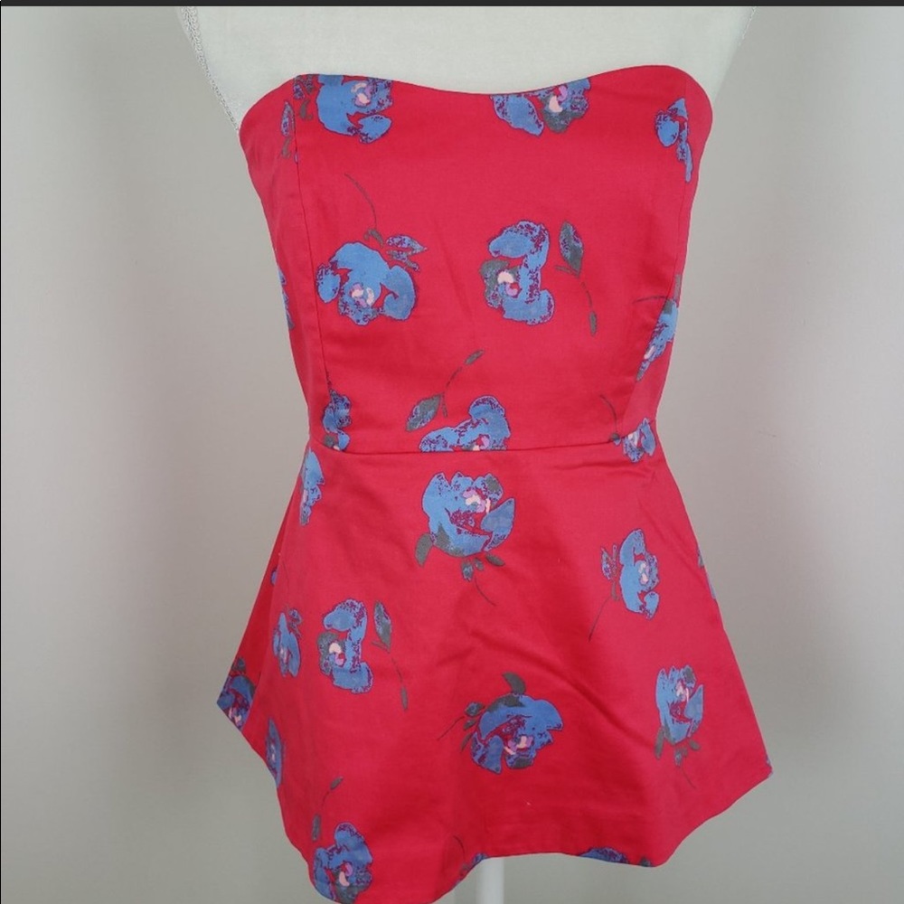 J. Crew Printed Strapless Peplum Top